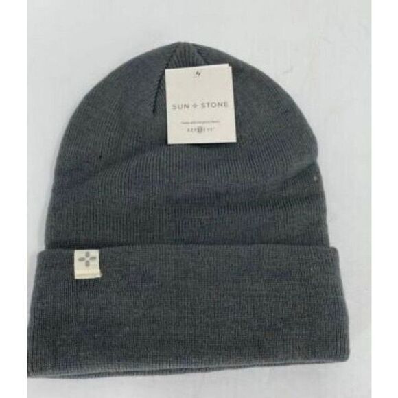 SUN + STONE - NWT - Men’s Tall Solid Beanie in Heathered Grey. Machine Washable - Picture 3 of 11